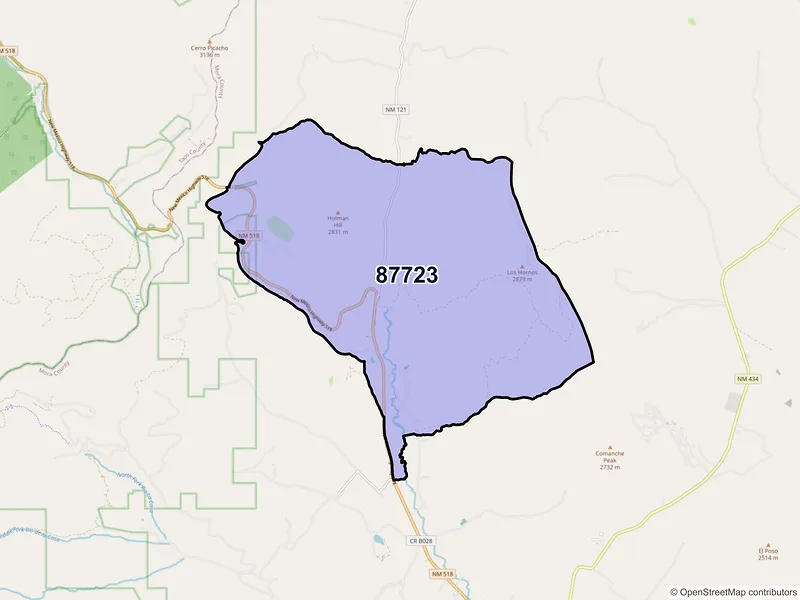 Map of ZIP Code 87723 — Holman, NM