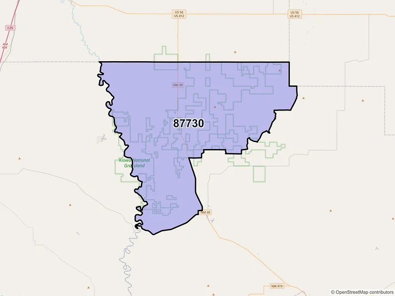 Map of ZIP Code 87730 — Mills, NM