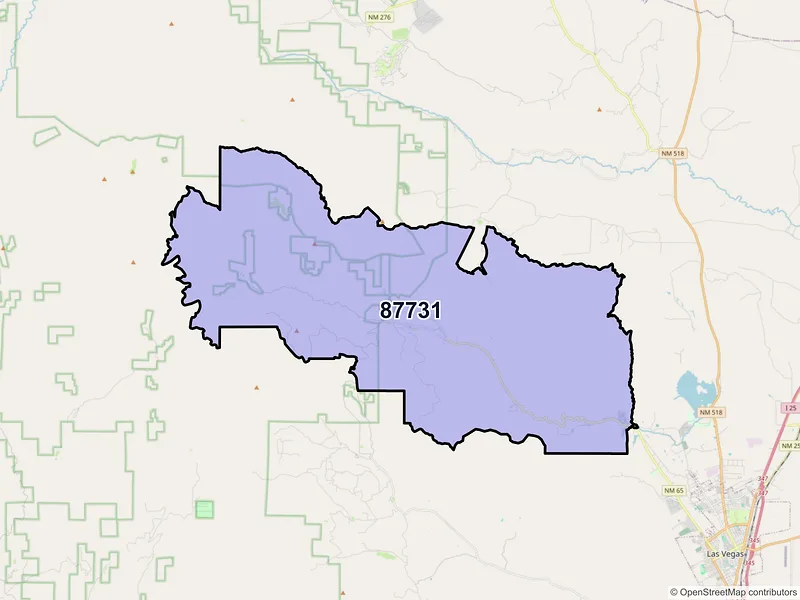 Map of ZIP Code 87731 — Montezuma, NM