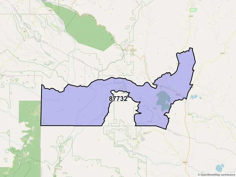 Map of Mora, New Mexico and ZIP codes