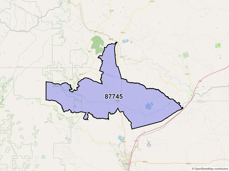 Map of ZIP Code 87745 — Sapello, NM