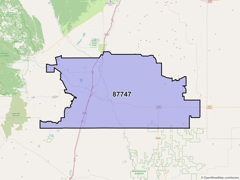 Map of Springer, New Mexico and ZIP codes