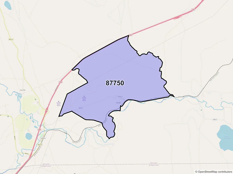 Map of ZIP Code 87750 — Valmora, NM