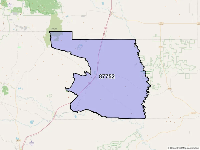 Map of ZIP Code 87752 — Wagon Mound, NM