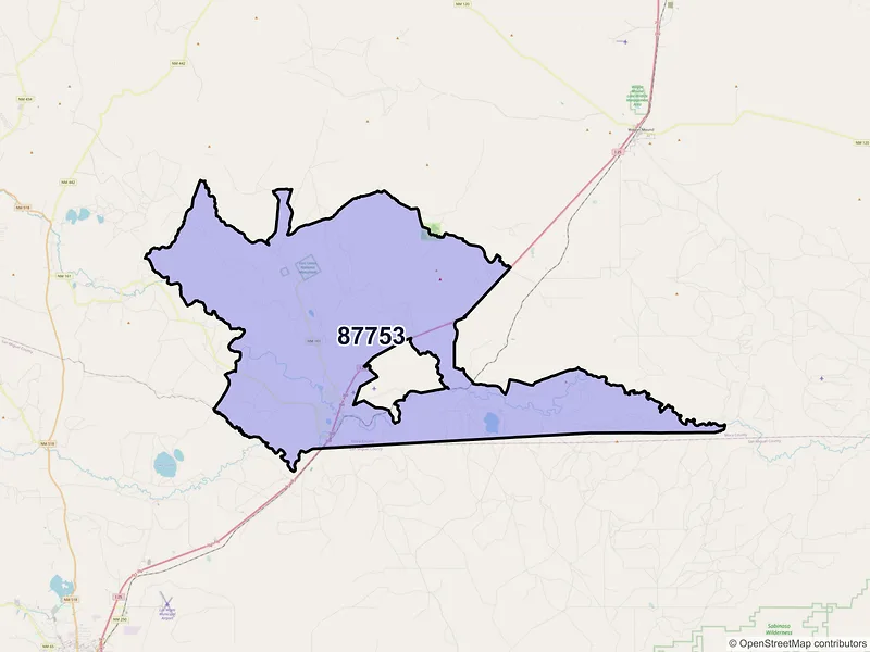 Map of Watrous, New Mexico and ZIP codes