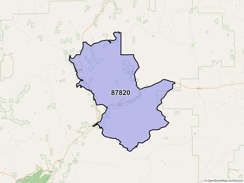 Map of Aragon, New Mexico and ZIP codes