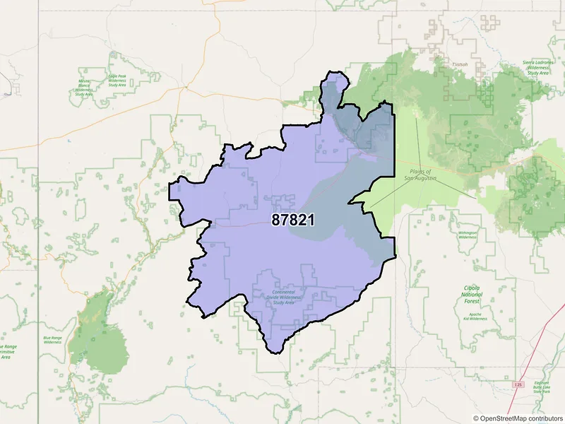Map of ZIP Code 87821 — Datil, NM