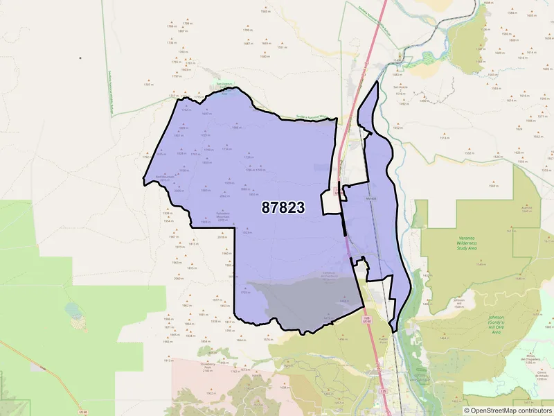 Map of ZIP Code 87823 — Lemitar, NM