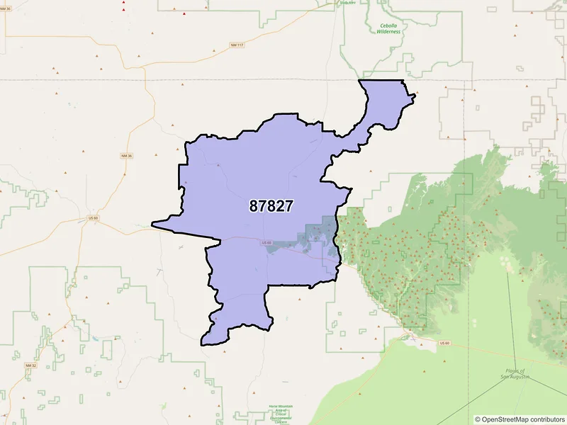 Map of Pie Town, New Mexico and ZIP codes