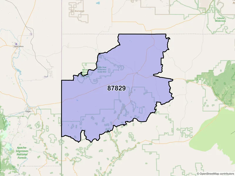 Map of ZIP Code 87829 — Quemado, NM