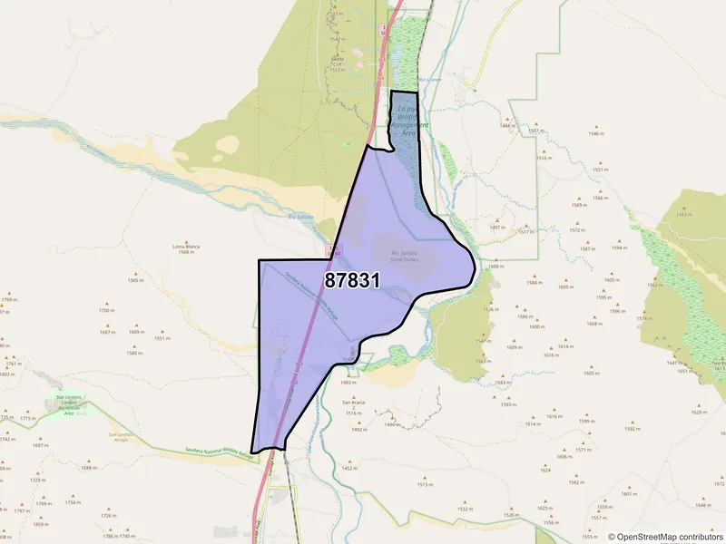 Map of ZIP Code 87831 — San Acacia, NM