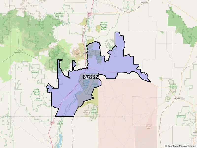 Map of ZIP Code 87832 — San Antonio, NM