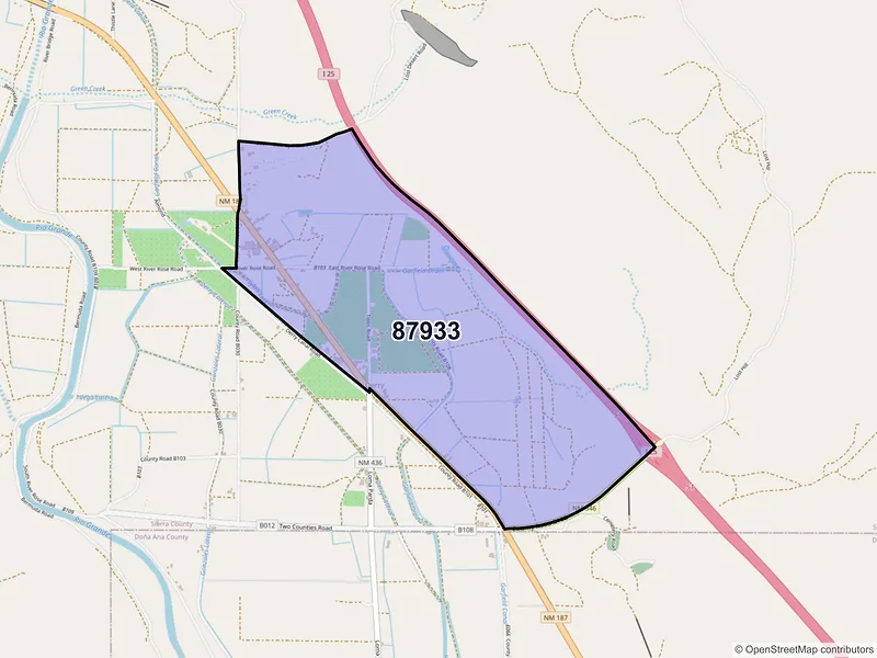 Map of ZIP Code 87933 — Derry, NM