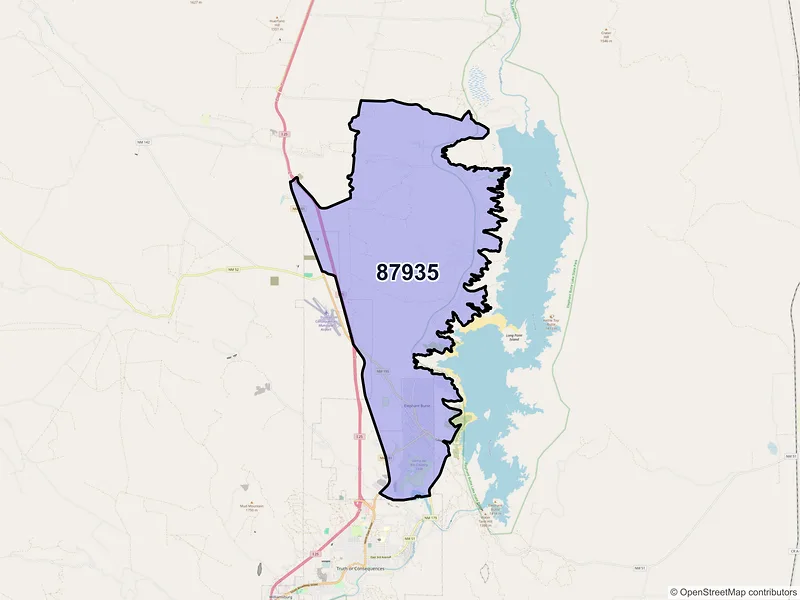 Map of Elephant Butte, New Mexico and ZIP codes