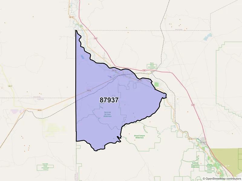 Map of Hatch, New Mexico and ZIP codes