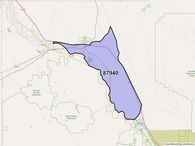 Map of ZIP Code 87940 — Rincon, NM