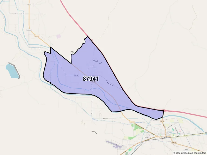 Map of Salem, New Mexico and ZIP codes
