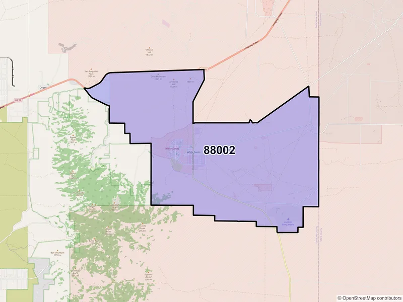 Map of ZIP Code 88002 — White Sands Missile Range, NM