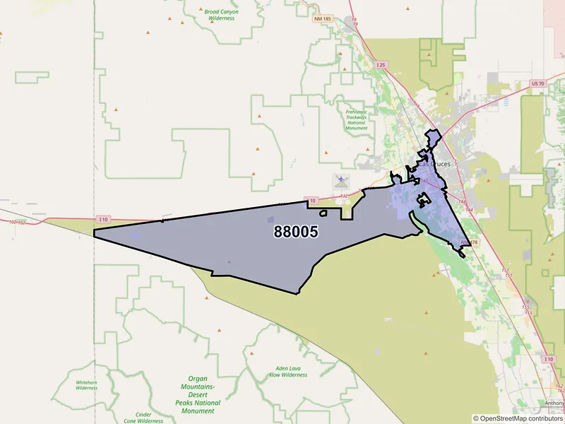 Map of ZIP Code 88005 — Las Cruces, NM