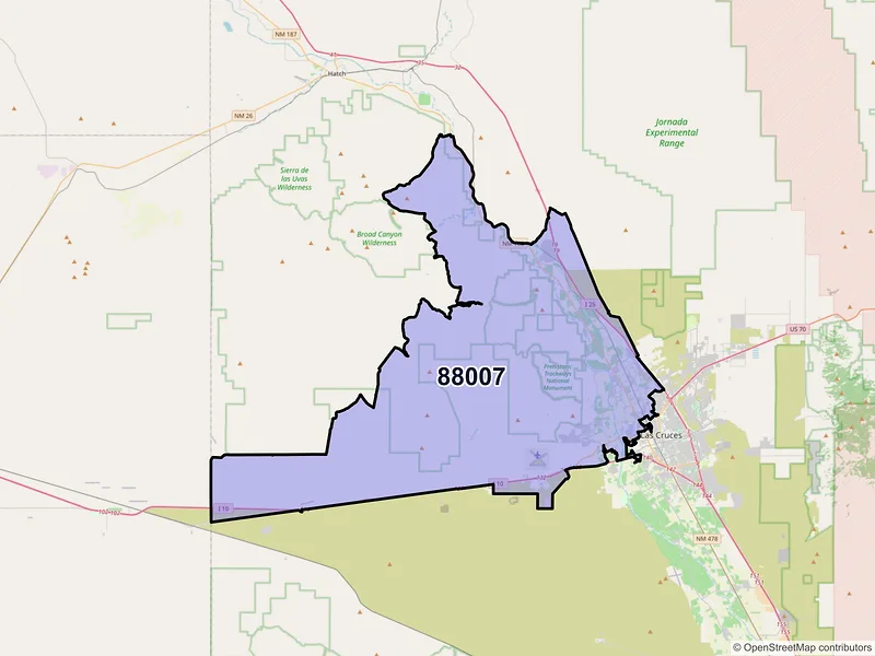Map of ZIP Code 88007 — Las Cruces, NM