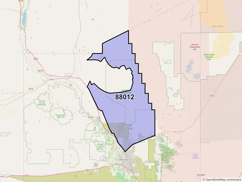 Map of ZIP Code 88012 — Las Cruces, NM