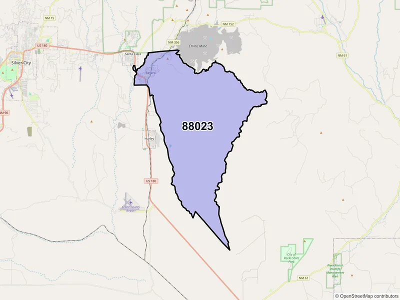 Map of Bayard, New Mexico and ZIP codes