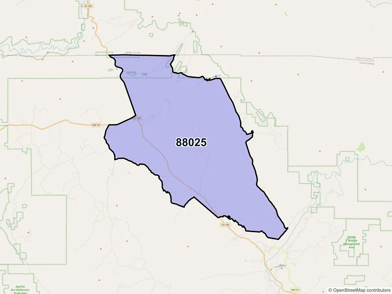 Map of ZIP Code 88025 — Buckhorn, NM