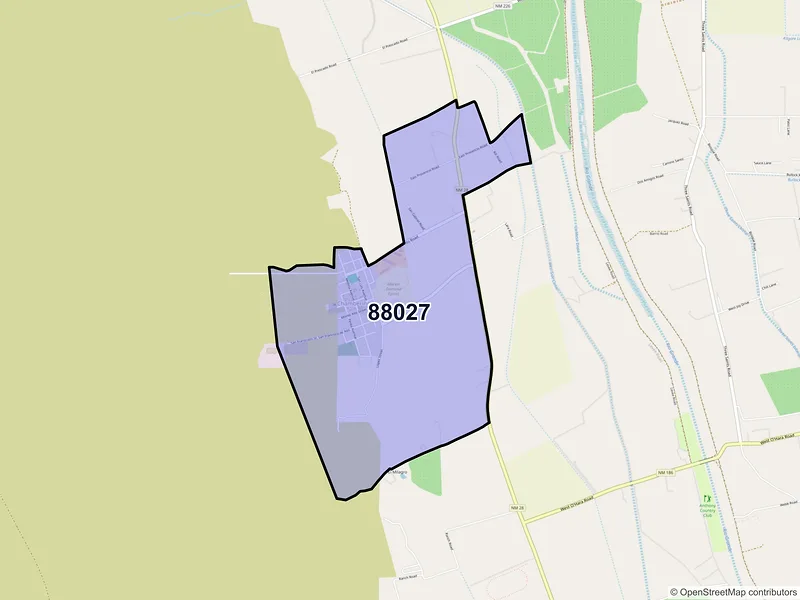 Map of Chamberino, New Mexico and ZIP codes