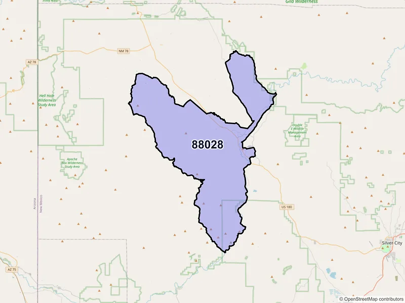 Map of Cliff, New Mexico and ZIP codes
