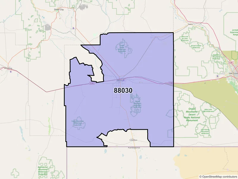 Map of ZIP Code 88030 — Deming, NM