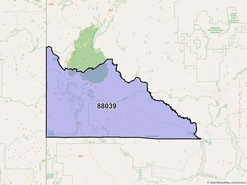 Map of ZIP Code 88039 — Glenwood, NM