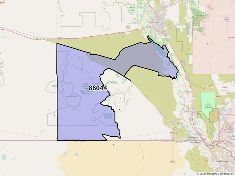 Map of ZIP Code 88044 — La Mesa, NM