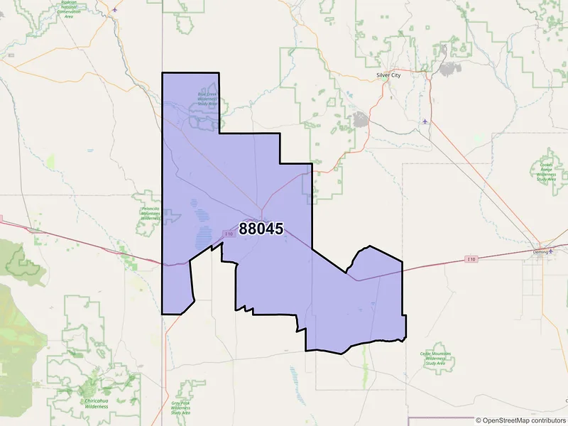 Map of Lordsburg, New Mexico and ZIP codes