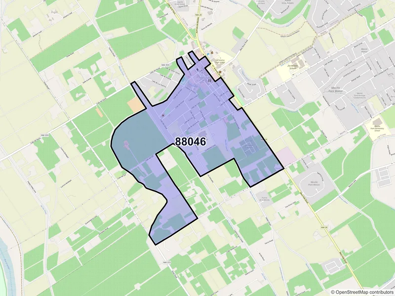 Map of Mesilla, New Mexico and ZIP codes