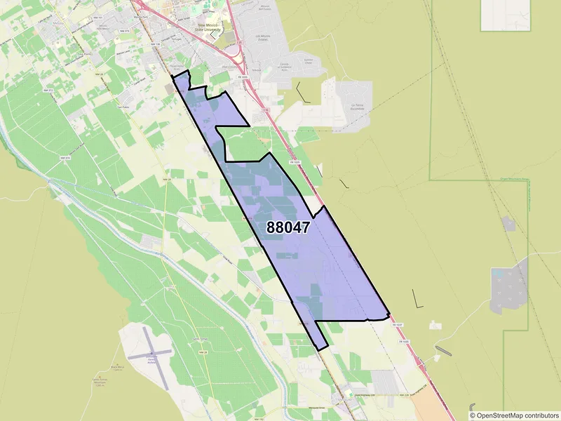 Map of ZIP Code 88047 — Mesilla Park, NM
