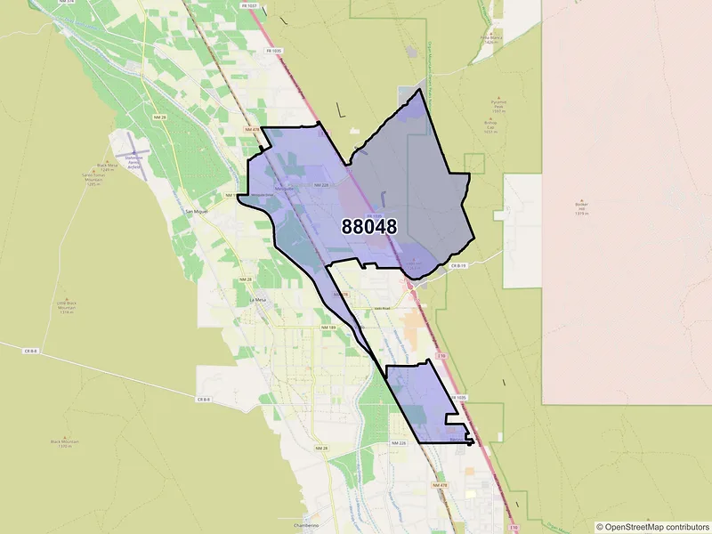 Map of Mesquite, New Mexico and ZIP codes