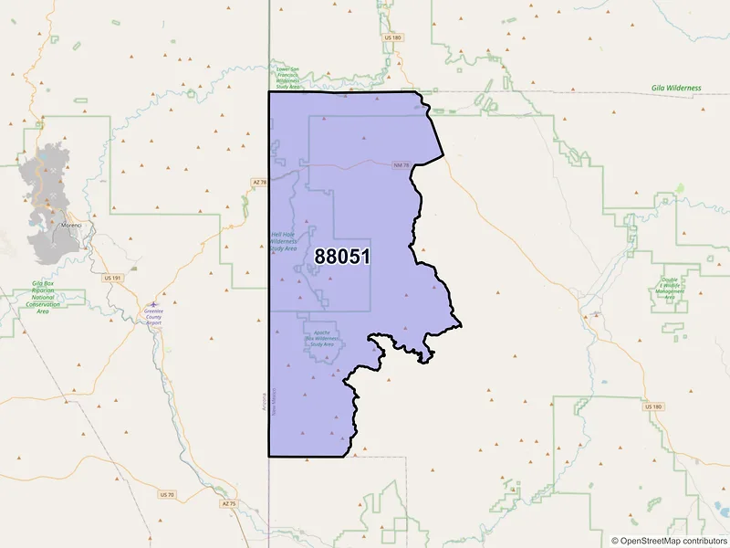 Map of Mule Creek, New Mexico and ZIP codes