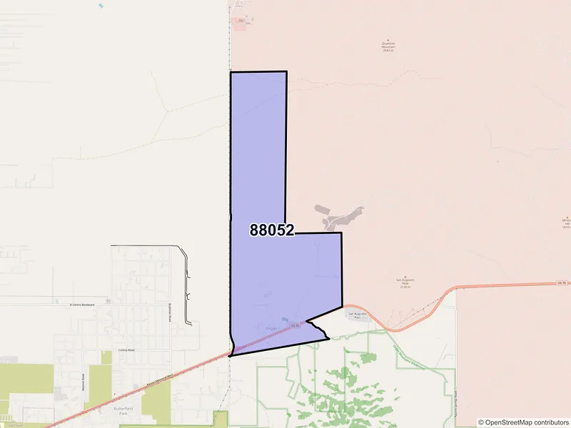 Map of Organ, New Mexico and ZIP codes