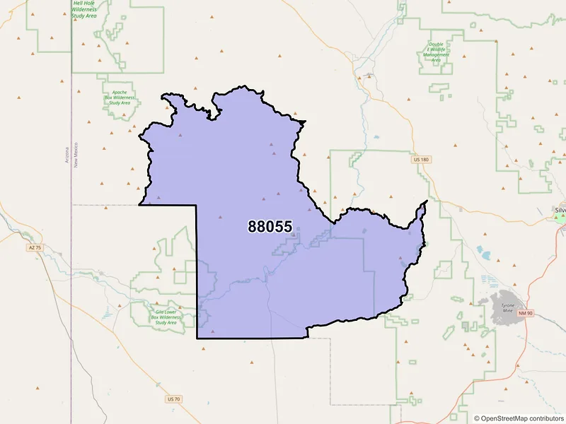 Map of Redrock, New Mexico and ZIP codes