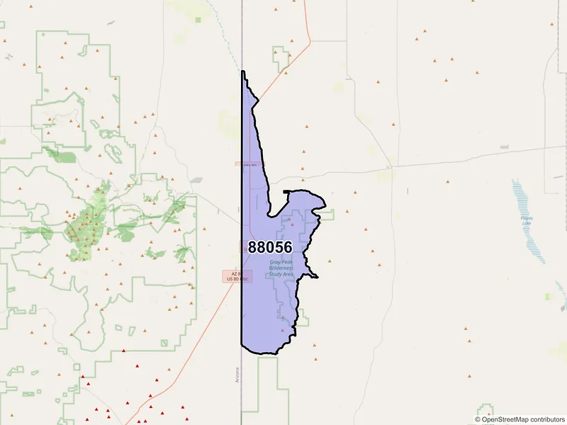 Map of Rodeo, New Mexico and ZIP codes