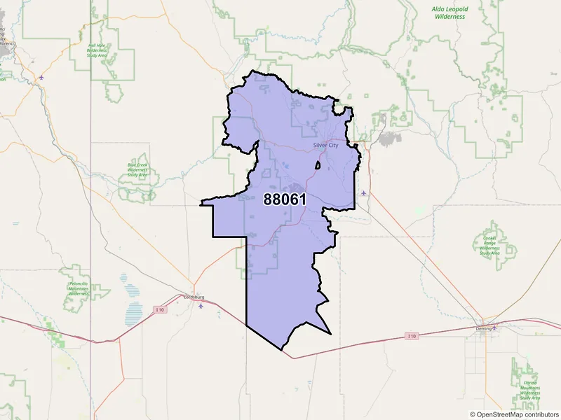 Map of ZIP Code 88061 — Silver City, NM