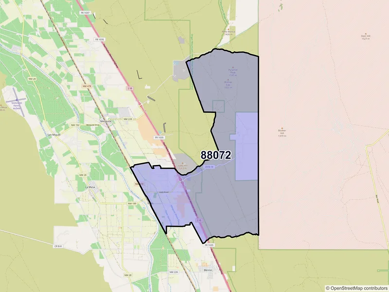Map of Vado, New Mexico and ZIP codes