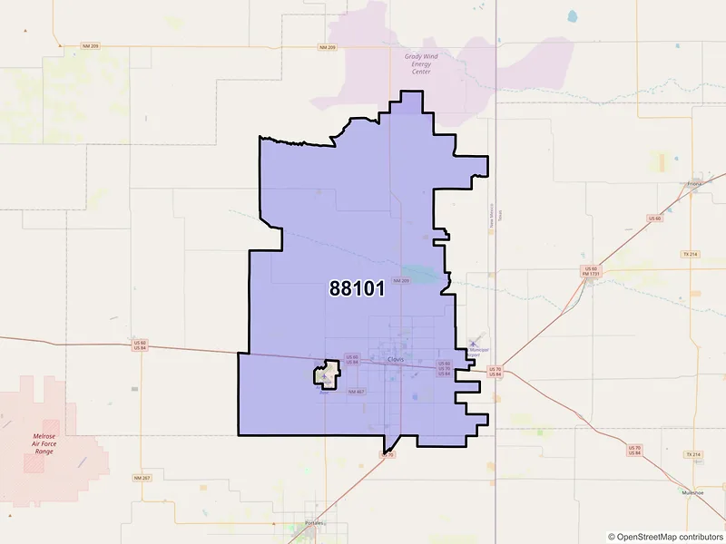 Map of ZIP Code 88101 — Clovis, NM
