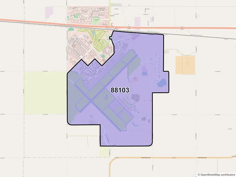 Map of Cannon AFB, New Mexico and ZIP codes