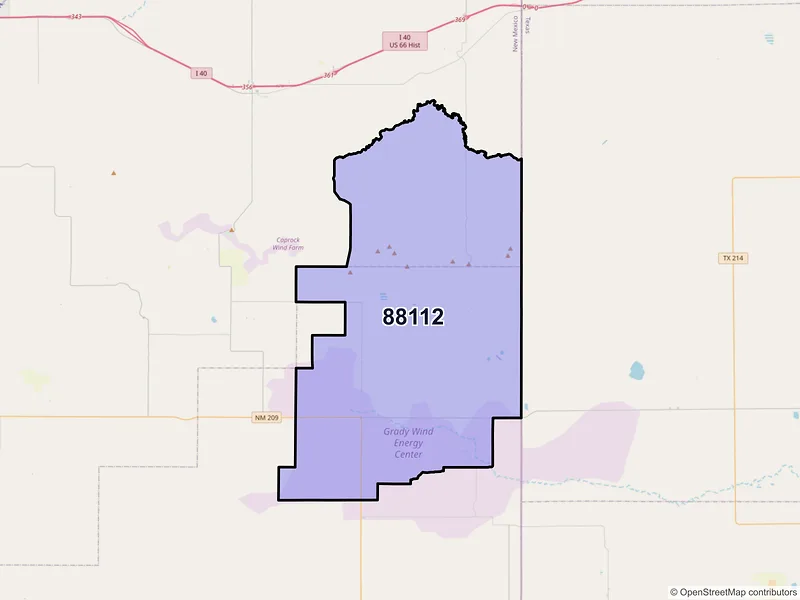 Map of ZIP Code 88112 — Broadview, NM
