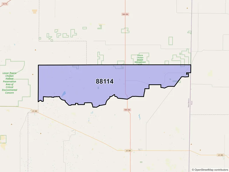 Map of ZIP Code 88114 — Crossroads, NM