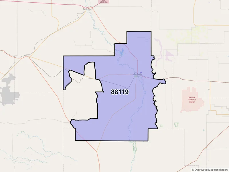 Map of ZIP Code 88119 — Fort Sumner, NM