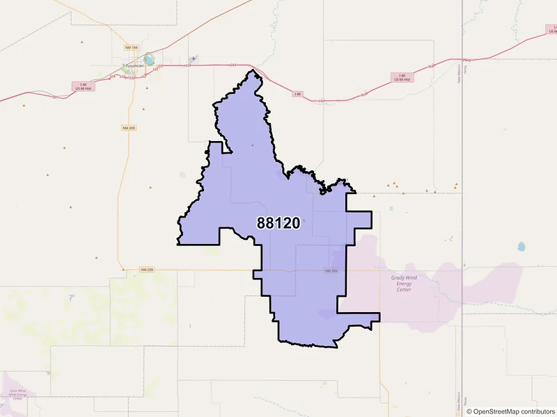 Map of ZIP Code 88120 — Grady, NM