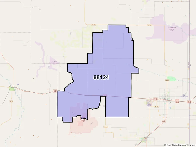 Map of Melrose, New Mexico and ZIP codes