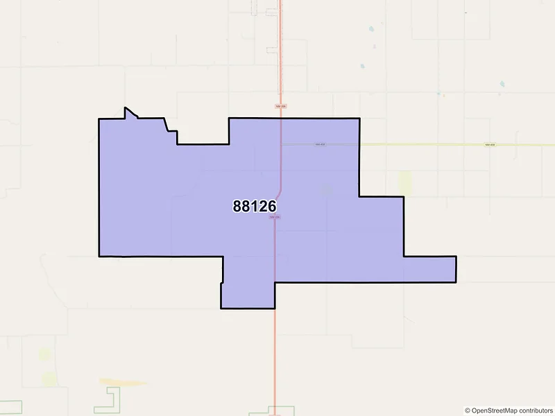Map of ZIP Code 88126 — Pep, NM